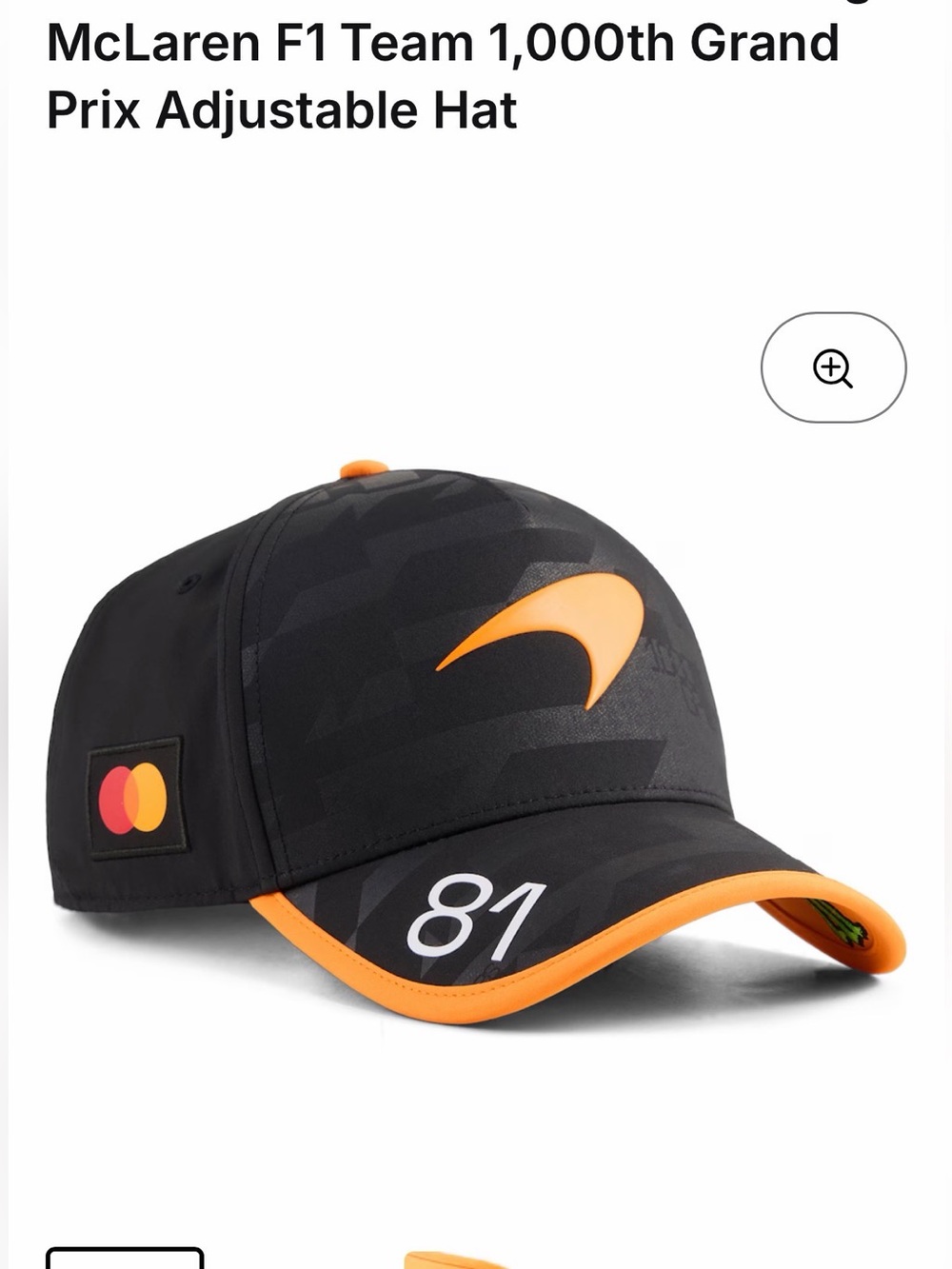 McLaren Black & Orange Team Adjustable Hat